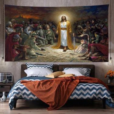 Imagem de Decoração de tapeçaria para pendurar na parede Jesus Anime 150x150cm -