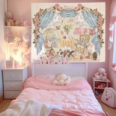 Imagem de Tapeçaria Lolita Kitten Wall Room Aesthetic 100x70cm, microtecido - yi