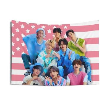 Imagem de Microtecido Tapestry Stray Kids Wall Room Aesthetic 90x60cm - yiweisai