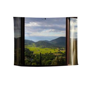 Imagem de Tapeçaria, paisagem florestal, janela, parede, 150x100cm, microtecido 