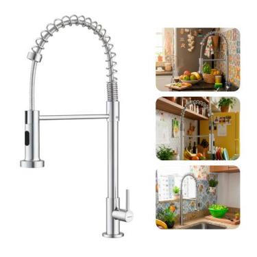 Imagem de Torneira Gourmet de Cozinha Bancada 360 Flexível com Spray Aço Inox 30