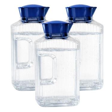 Imagem de 3 Jarra Garrafa De Água Suco Geladeira Tampa Higiênica 1,7l - - Bandei