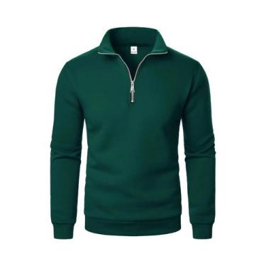 Imagem de Moletom Masculino Oversized Com Capuz E Meio Zíper, Gola Alta, Tendênc