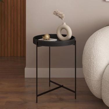 Imagem de Mesa Lateral de couro decorativa moderna para sala hall escritório hom