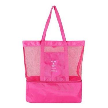Imagem de Bolsa Praia Rede Com Compartimento Térmica Ombro Play Joy, Rosa