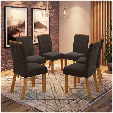 Imagem de Conjunto 6 Cadeiras Estofadas Juanita Casa 812 Nature Marrom