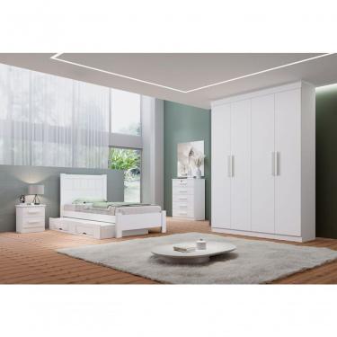 Imagem de Guarda Roupa Solteiro 4 Portas 3 Gavetas - Colibri-branco - Móveis D'doro