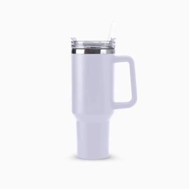 Imagem de Copo Térmico Grande 1200 Ml Canudo Parede Dupla - Branco