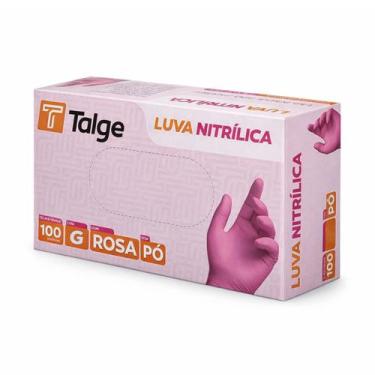 Imagem de Luva Nitrílica Sem Pó Descartável Rosa Talge 100 Unidades - G