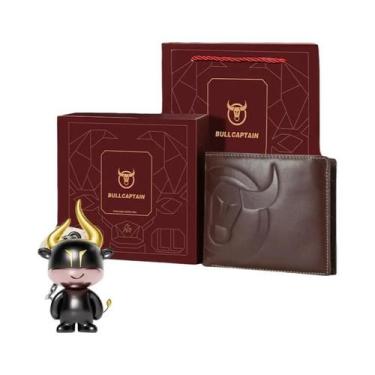 Imagem de Carteira Masculina RFID BULLCAPTAIN Em Couro Genuíno Com Grande Logoti