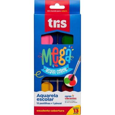 Imagem de Aquarela Escolar TRIS Mega Acqua Color 12 Cores - Summit