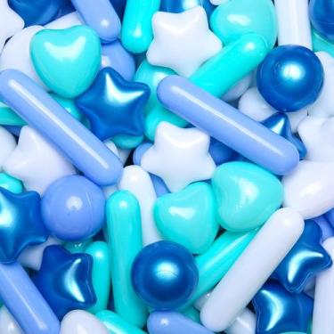 Imagem de Ball Pit Balls STARBOLO Stars Hearts 200 unidades em cores azuis