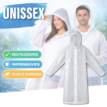Imagem de Capa De Chuva Com Capuz Reforçada Transparente Resistente Para Uso Ger