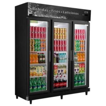 Imagem de Expositor Vertical Refrigerado Frilux RF022 1100L 3 Portas Preto Degelo Automático 220V