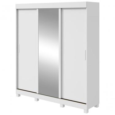 Imagem de Guarda Roupa Casal Saion Plus 3 Portas 1 Porta Glass 3 Gavetas MDP Branco Móveis Lopas