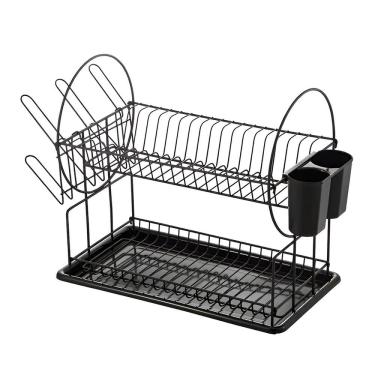 Imagem de Escorredor Duplo De Louça Com Suporte Inox Cozinha Organizador - Organização E Praticidade Na Cozinha