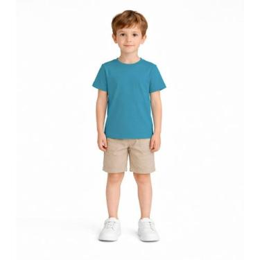 Imagem de Blusa Infantil Unissex Manga Curta Lisa Soletex Verde, 4, Verde