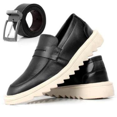 Imagem de Sapato Masculino Oxford Liso Casual Moderno Social Calce Facil Tratorado Com Cinto-Masculino