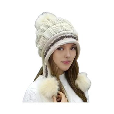 Imagem de Gorro Feminino De Inverno Quente Com Forro De Lã E Protetor De Orelha,