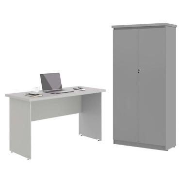 Imagem de Mesa De Escritorio Com Armário 2 Portas Pampulha Cinza