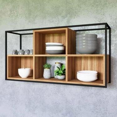 Imagem de Prateleira Industrial Com Nicho Teca Media