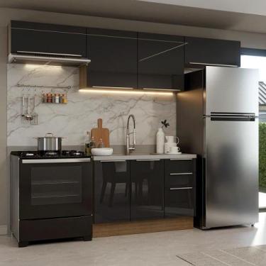Imagem de Armário De Cozinha Completa 280 Cm Rustic/preto Lux Madesa 01 Rustic/p