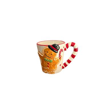 Imagem de Caneca Decorativa de Natal Biscoito Menino 500ML para Decoração com Desenho de Biscoito de Gengibre em Alto Relevo