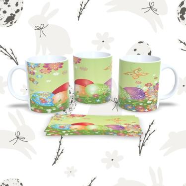 Imagem de Caneca de Porcelana Páscoa 34 para Bebidas 325 ml Compatível com Micro-ondas e Lava-lou...