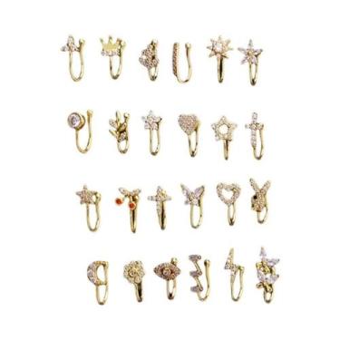 Imagem de Brinco De Pressão Feminino Moderno Com Piercing Falso: Argola De Nariz