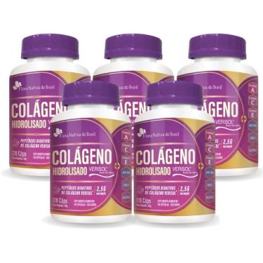 Imagem de Kit Com 05 - Colágeno Hidrolisado Verisol + Associações 750Mg 120 Cápsulas Flora Nativa...