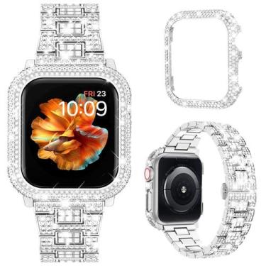 Imagem de Pulseira de relógio Mosonio Bling 44 mm com caixa de metal para Apple 