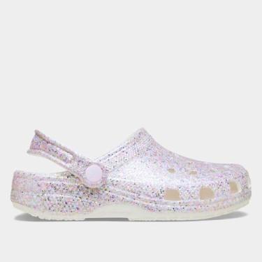 Imagem de Sandália Crocs Infantil Classic Fantasy Glitter Clog, Branco, 32