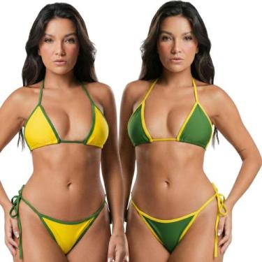 Imagem de KIT 2 Biquíni Brasil Sem Bojo Cortininha Fio com Amarração Bella Fiore