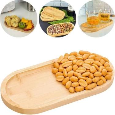 Imagem de Bandeja Decorativa Apoio Oval Nature de Bambu Petisqueira Travessa 20c