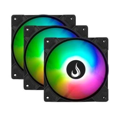 Imagem de Kit com 3 Ventoinhas Rise Mode X Led Rainbow, 120mm, Preto - RM-XLD-01-RBW-Unissex