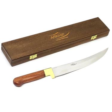 Imagem de Faca para Churrasco Faca Churrasco Arkhip 10'' Corte de Carnes Aço Inox e Madeira Produção Artesanal Cozinha Amadeirado
