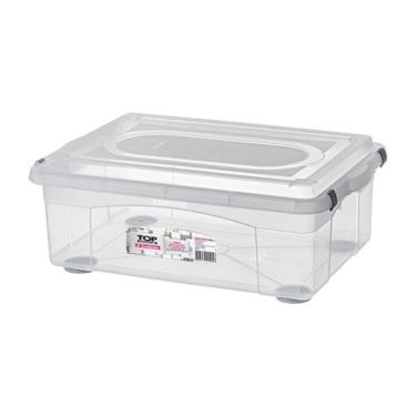 Imagem de Caixa Organizadora Plástica Transparente 42l Sanremo para Roupas e Brinquedos com Base...