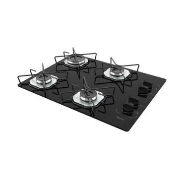 Imagem de Cooktop 4 Bocas Terim Vidro Preto com 6 Apoios, Preto, Bivolt