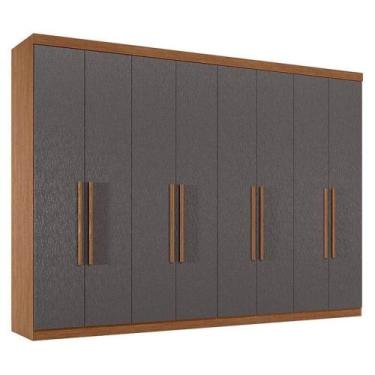 Imagem de Guarda Roupa Casal 8 Portas 4 Gavetas Master New Jatobá Grafite Acetin