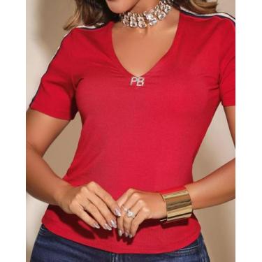 Imagem de TShirt Feminina Pitbull Lançamento Ref 87845 - Pitbull Jeans, Vermelho