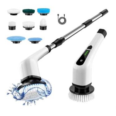 Imagem de Kit c/ Esfregão Escova Mop Elétrico Recarregável Giratório Limpeza Mul