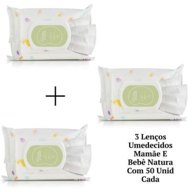Imagem de Kit 3 Lenços Umedecidos Mamãe E Bebê Natura Com 50 Unid Cada - Bebê Na