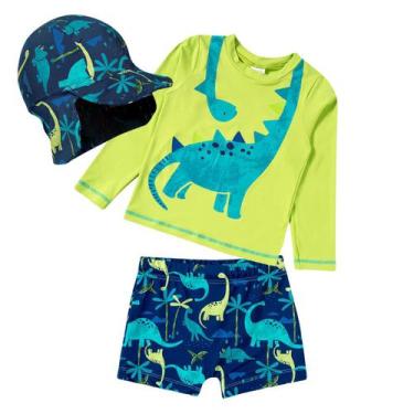 Imagem de Conjunto Praia Infantil com Boné Proteção UV Dino Floresta Verde Tip T