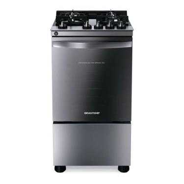 Imagem de Fogão Brastemp 4 Bocas Inox com mesa de vidro, dupla chama e grill elé
