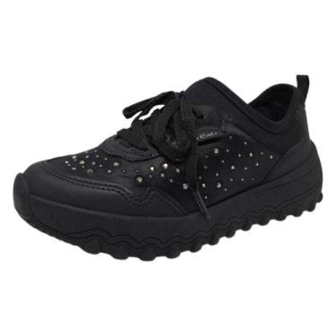 Imagem de Tênis Infantil Menina Conforto Brilho Casual Pink Cats, Preto, 31
