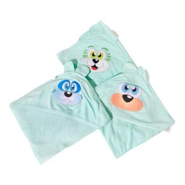 Imagem de TOALHA DE BANHO BEBE MAFESSONI ORELHINHA C/CAPUZ cor: rosa, verde