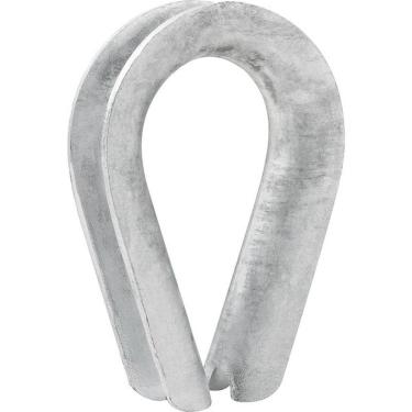 Imagem de Anilha Sapatilho para Cabo de Aço 1-4 6,35mm Zincado em Aço Carbono para Laços e Ilhoses Vonder