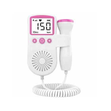 Imagem de Monitor Fetal Doppler Portátil Digital Rosa para Ouvir Coração do Bebê com Display e Saída de Áudio