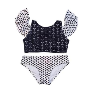 Imagem de Biquíni Infantil Proteção UPF50+ Babado Cuba - Black Anchors - Banho M