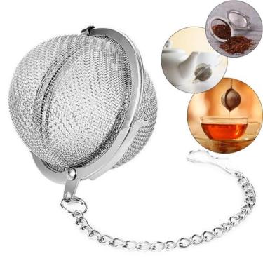 Imagem de Filtro Infusor Chá Inox Mini Peneira Coador Com Corrente Bolinha Difus